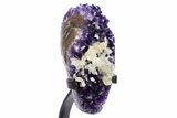 Amethyst Geode w/ Calcite on Metal Stand - Uruguay #306876-2